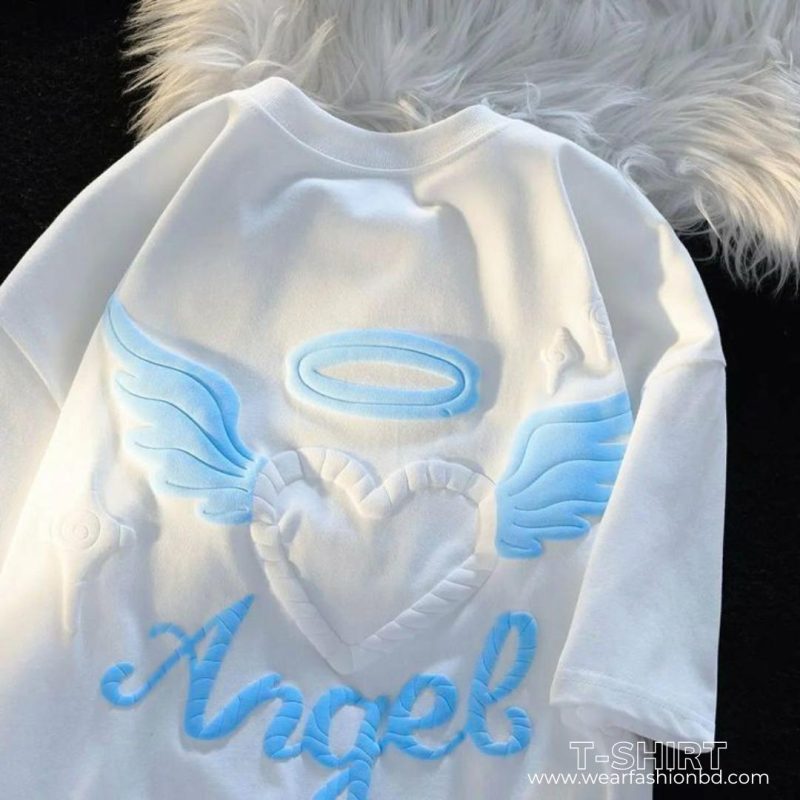 Oversized Droop Shoulder Angel Love T-Shirt for Women – Trendy & Comfortable Tee - Image 4