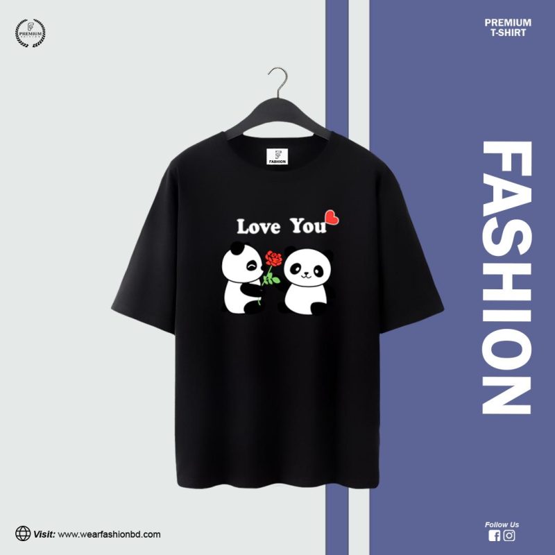 Women's Oversized Droop Shoulder "Love You" T-Shirt – Casual & Trendy Tee