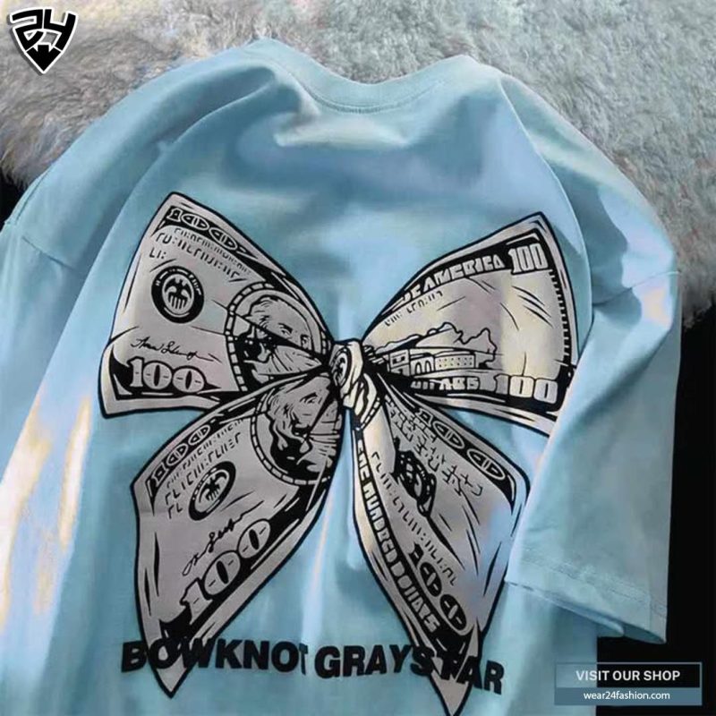 Women's Oversized Droop Shoulder "Dollar" T-Shirt – Casual & Trendy Tee