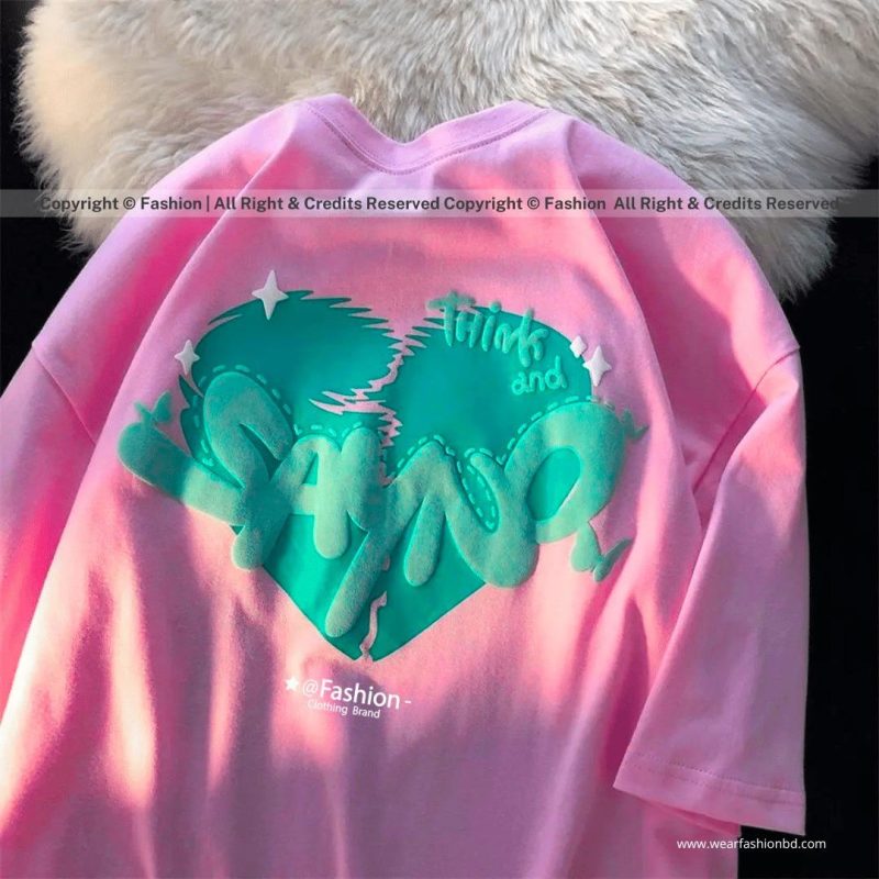Women's Oversized Droop Shoulder "Think & Sayno" T-Shirt – Casual & Trendy Tee - Image 5