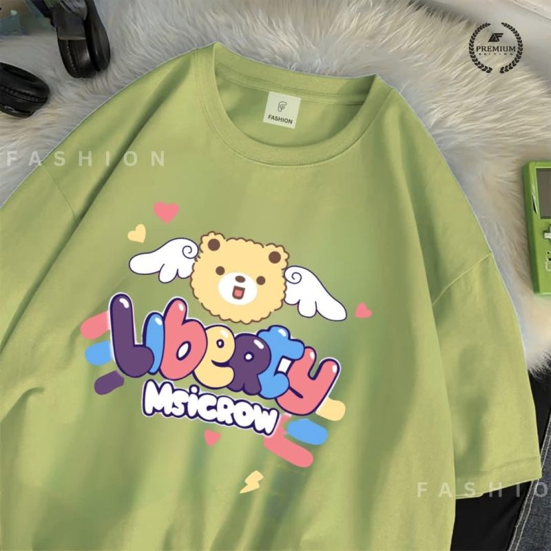 Women’s Oversized Droop Shoulder “Liberity” T-Shirt – Casual & Trendy Tee