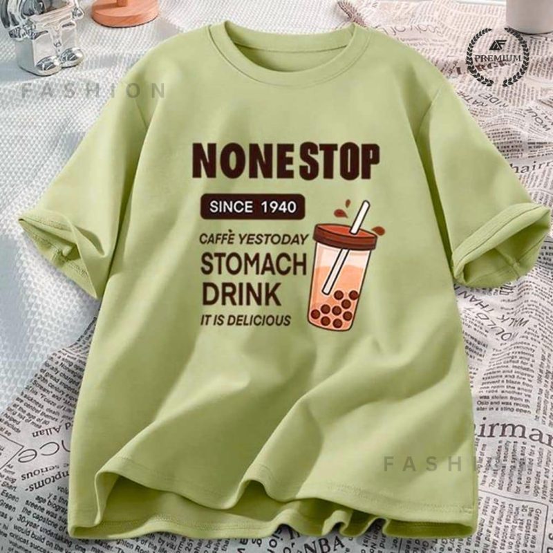 Women’s Oversized Droop Shoulder “None Stop” T-Shirt – Casual & Trendy Tee - Image 2