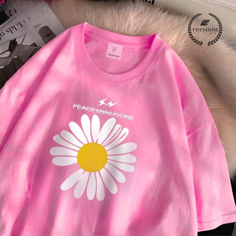 Women’s Oversized Droop Shoulder “Sunflower” T-Shirt – Casual & Trendy - Image 3