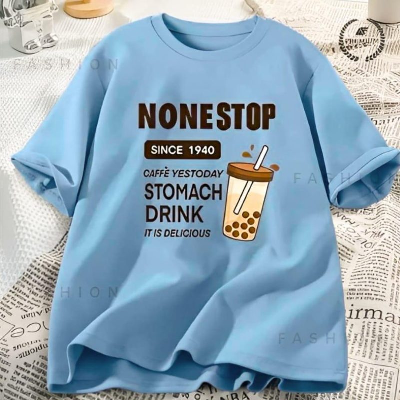 Women’s Oversized Droop Shoulder “None Stop” T-Shirt – Casual & Trendy Tee - Image 5