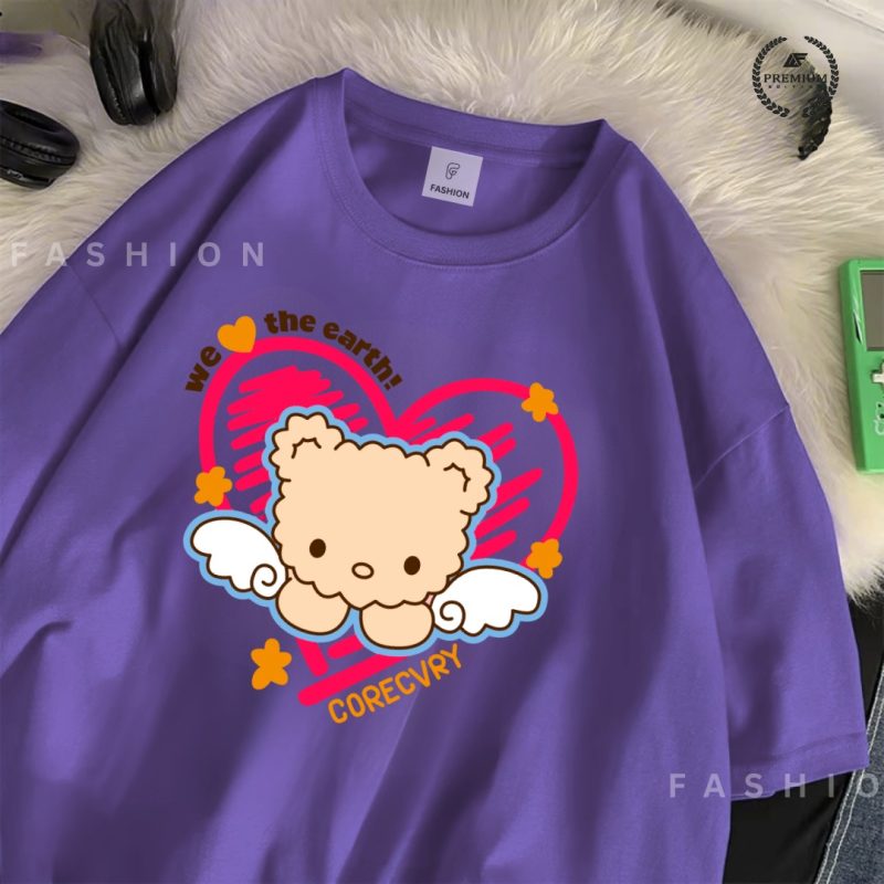 4 Design Combo – Women's Oversized Drop Shoulder T-Shirts | Always Be Mine, Meow, Liberty, Earth - Image 5